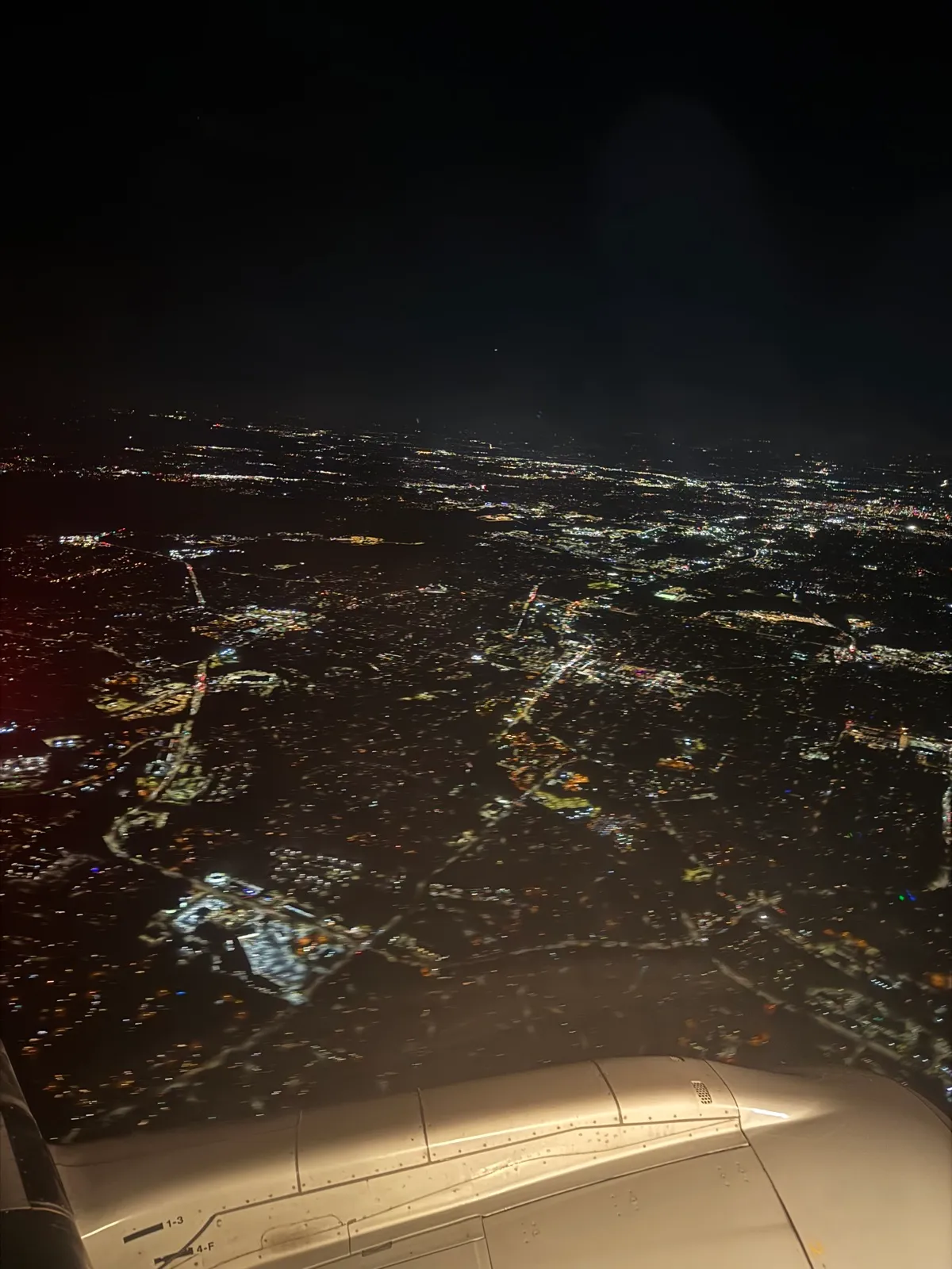 City lights from the plane